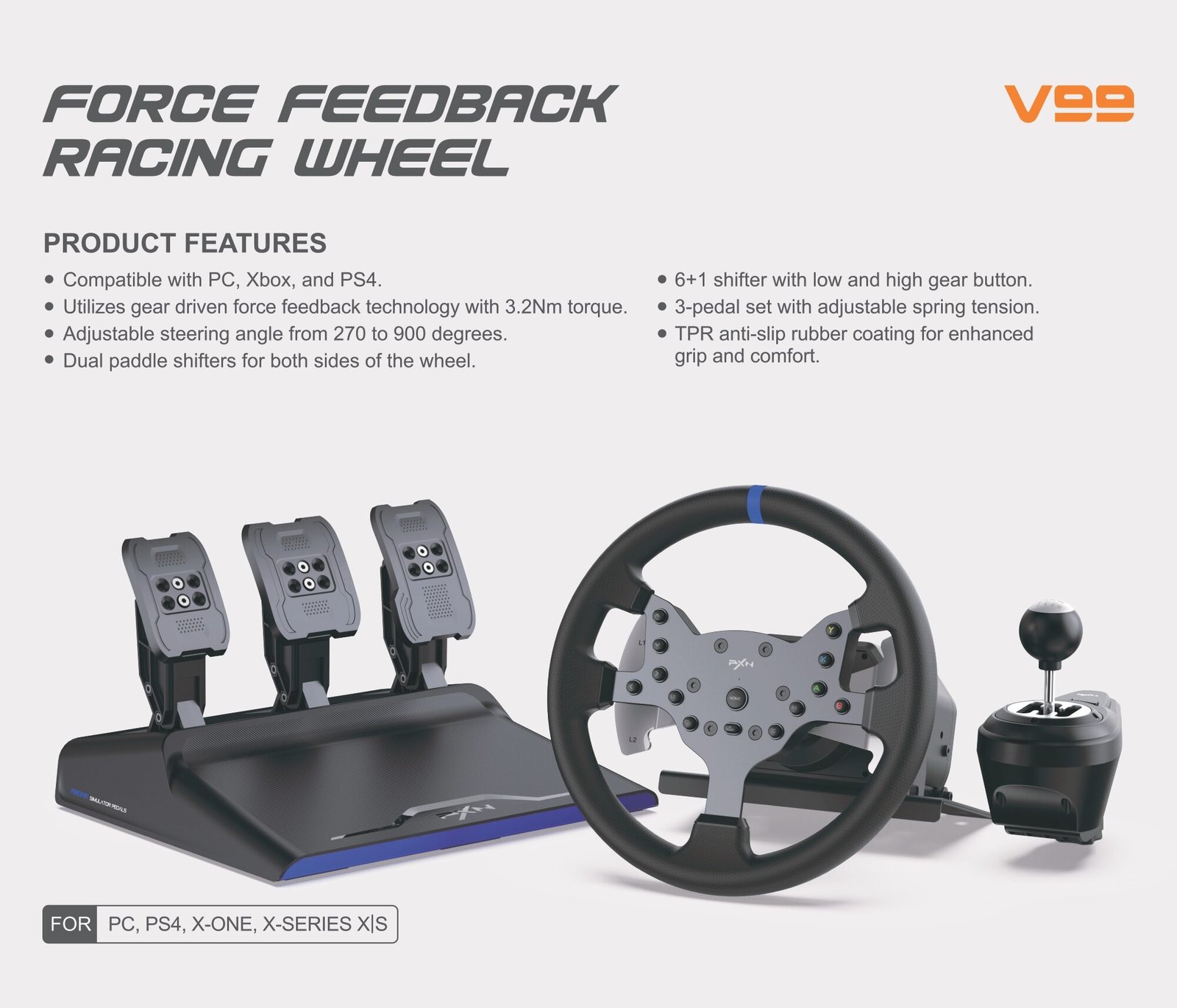 PXN FORCE FEED BACK STEERING WHEEL V99